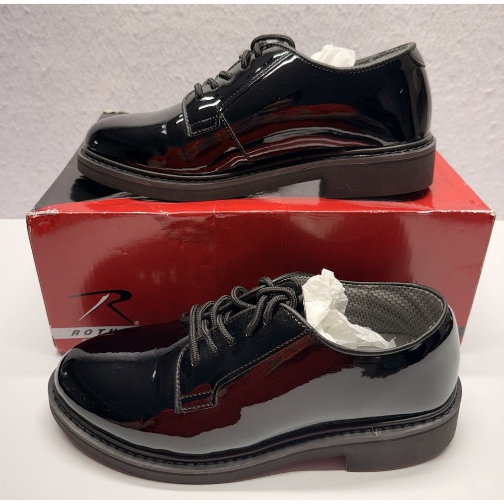 Rothco 5055 Men's Uniform Hi-Gloss Oxford Dress Shoes Black Size 7R NWB